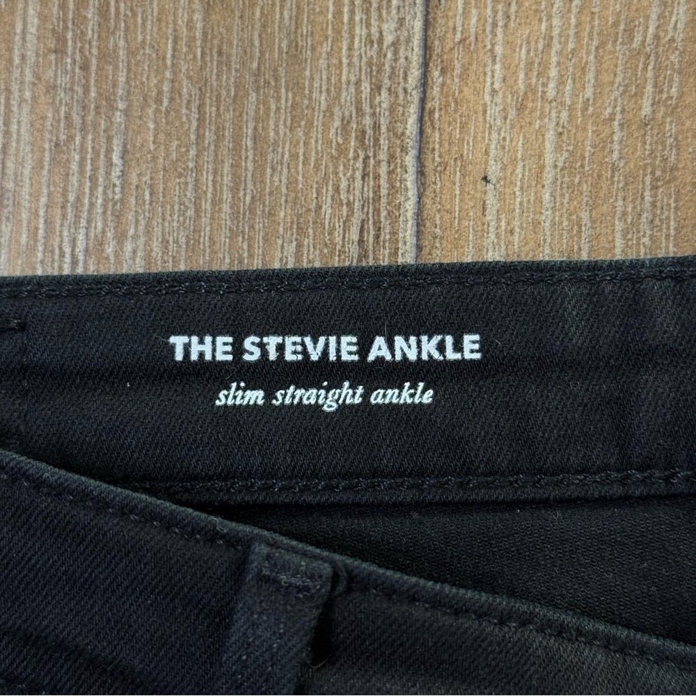 AG The Stevie Ankle Slim Straight Jeans Raw hem Black Step Crop Mid Rise - Picture 6 of 11